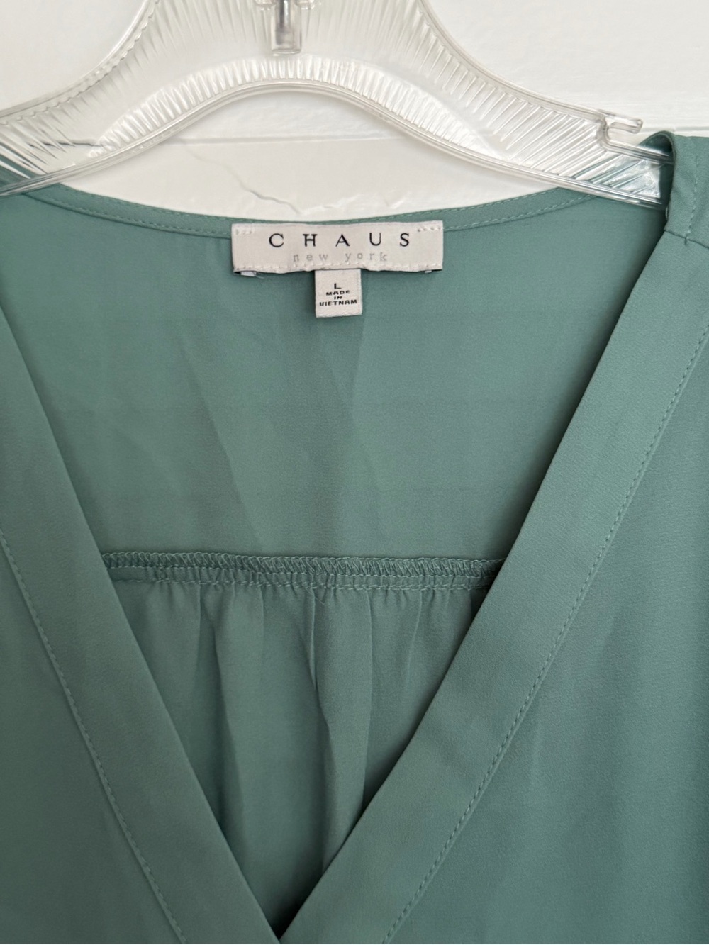 Set of 2-Chaus V-Neck Flutter Sleeve Blouse in Coral and Teal - Picture 3 of 9
